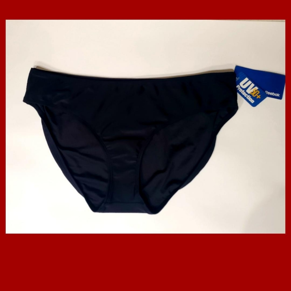 🆕️ Reebok Solid Scoop Black Bikini Bottom Size XL